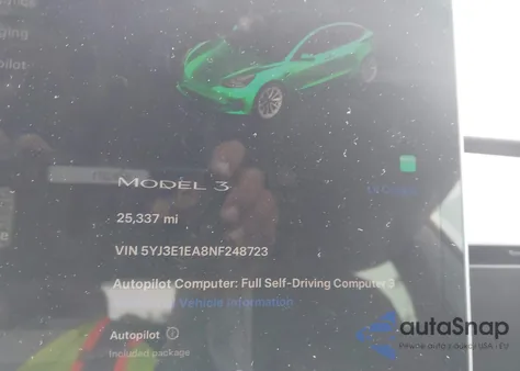 2022 Tesla Model 3 from USA, damaged, VIN 5YJ3E1EA8NF248723